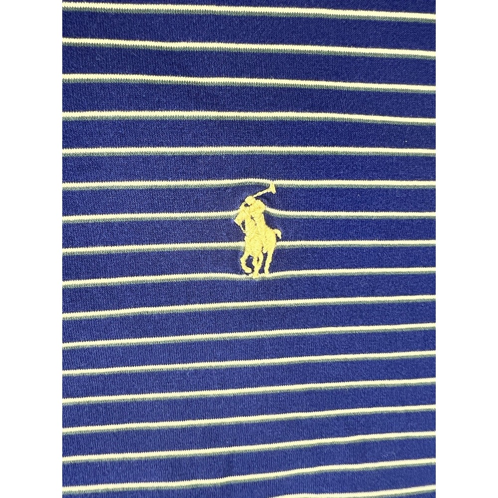 Polo Golf Ralph Lauren Shirt 100% Pima Cotton Men's XL Blue Yellow Stripes Logo - Picture 2 of 7